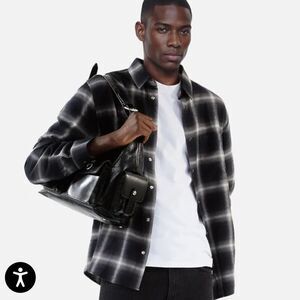 $315 Men’s The Kooples Black plaid Shirt NWT XL